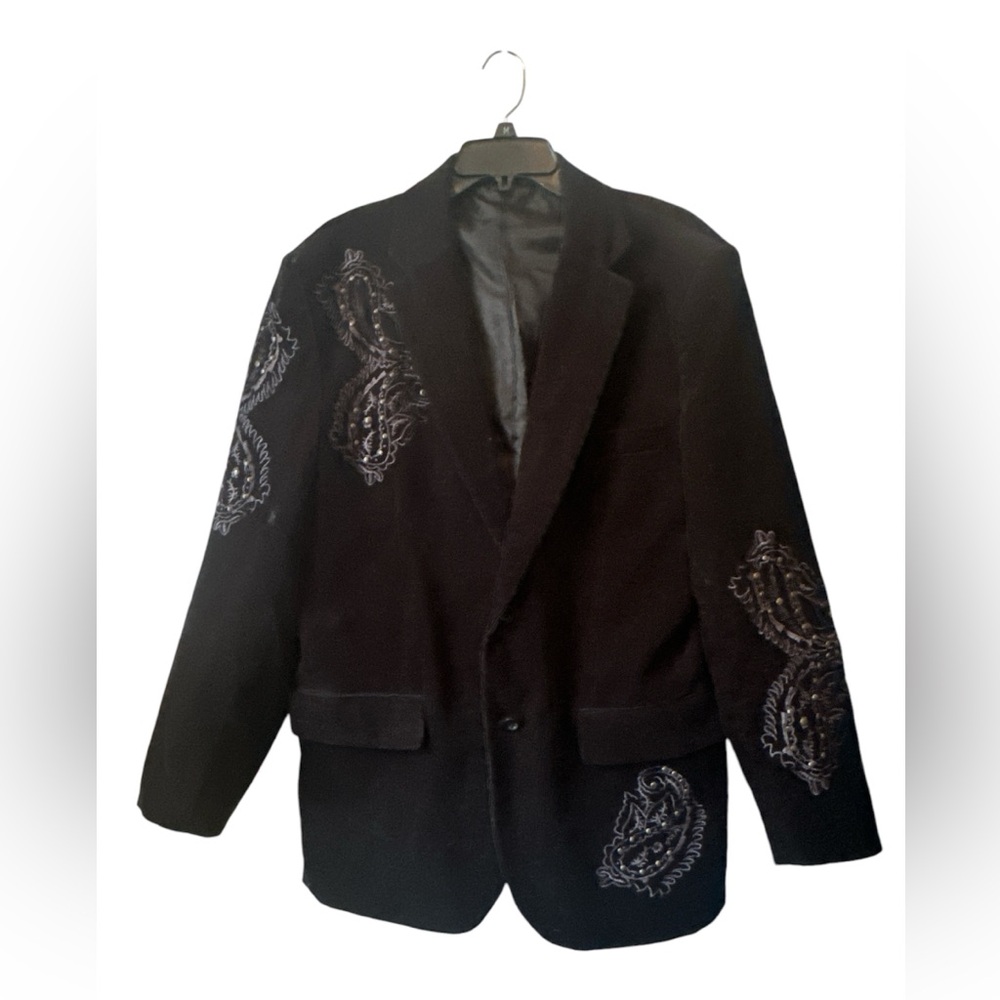 PRONTI Collection By PHITA Men's Embellished Black Corduroy Blazer Size Medium
